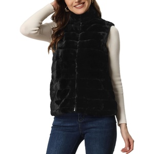 image:imageAllegra K Womens Faux Fur Vest Zip Up Sleeveless Casual Fur JacketBlack