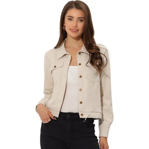 image:imageAllegra K Womens Faux Suede Jacket Button Down Biker Moto Coat OuterwearBeige