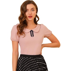 image:imageAllegra K Womens Peter Pan Collar Shirt Vintage 1950s Short Sleeve BlousePink
