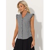 image:imageAllegra K Gingham Top for Womens Ruffle Shirt Vintage Cap Sleeve Checkered BlouseBlack