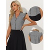 image:imageAllegra K Gingham Top for Womens Ruffle Shirt Vintage Cap Sleeve Checkered BlouseBlack