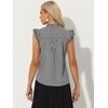 image:imageAllegra K Gingham Top for Womens Ruffle Shirt Vintage Cap Sleeve Checkered BlouseBlack