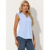 image:imageAllegra K Gingham Top for Womens Ruffle Shirt Vintage Cap Sleeve Checkered BlouseBlue