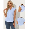 image:imageAllegra K Gingham Top for Womens Ruffle Shirt Vintage Cap Sleeve Checkered BlouseBlue
