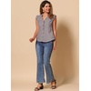 image:imageAllegra K Gingham Top for Womens Ruffle Shirt Vintage Cap Sleeve Checkered BlouseBrown