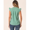 image:imageAllegra K Gingham Top for Womens Ruffle Shirt Vintage Cap Sleeve Checkered BlouseGreen