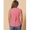image:imageAllegra K Gingham Top for Womens Ruffle Shirt Vintage Cap Sleeve Checkered BlouseHot Pink