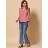 image:imageAllegra K Gingham Top for Womens Ruffle Shirt Vintage Cap Sleeve Checkered BlouseHot Pink
