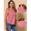 image:imageAllegra K Gingham Top for Womens Ruffle Shirt Vintage Cap Sleeve Checkered BlouseHot Pink
