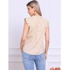 image:imageAllegra K Gingham Top for Womens Ruffle Shirt Vintage Cap Sleeve Checkered BlouseLight Khaki