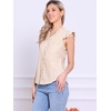 image:imageAllegra K Gingham Top for Womens Ruffle Shirt Vintage Cap Sleeve Checkered BlouseLight Khaki