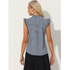 image:imageAllegra K Gingham Top for Womens Ruffle Shirt Vintage Cap Sleeve Checkered BlouseNavy Blue