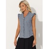 image:imageAllegra K Gingham Top for Womens Ruffle Shirt Vintage Cap Sleeve Checkered BlouseNavy Blue