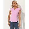 image:imageAllegra K Gingham Top for Womens Ruffle Shirt Vintage Cap Sleeve Checkered BlousePink