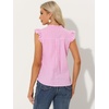 image:imageAllegra K Gingham Top for Womens Ruffle Shirt Vintage Cap Sleeve Checkered BlousePink