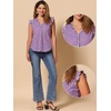 image:imageAllegra K Gingham Top for Womens Ruffle Shirt Vintage Cap Sleeve Checkered BlousePurple