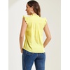 image:imageAllegra K Gingham Top for Womens Ruffle Shirt Vintage Cap Sleeve Checkered BlouseYellow