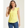 image:imageAllegra K Gingham Top for Womens Ruffle Shirt Vintage Cap Sleeve Checkered BlouseYellow
