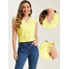 image:imageAllegra K Gingham Top for Womens Ruffle Shirt Vintage Cap Sleeve Checkered BlouseYellow