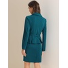image:imageAllegra K Women Business Peplum Blazer Jacket Mini Pencil Skirt SetsBlue Green