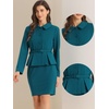 image:imageAllegra K Women Business Peplum Blazer Jacket Mini Pencil Skirt SetsBlue Green