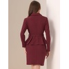 image:imageAllegra K Women Business Peplum Blazer Jacket Mini Pencil Skirt SetsBurgundy