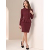 image:imageAllegra K Women Business Peplum Blazer Jacket Mini Pencil Skirt SetsBurgundy