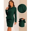 image:imageAllegra K Women Business Peplum Blazer Jacket Mini Pencil Skirt SetsDark Green