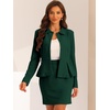 image:imageAllegra K Women Business Peplum Blazer Jacket Mini Pencil Skirt SetsDark Green