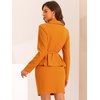 image:imageAllegra K Women Business Peplum Blazer Jacket Mini Pencil Skirt SetsDark Orange