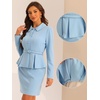 image:imageAllegra K Women Business Peplum Blazer Jacket Mini Pencil Skirt SetsLight Blue