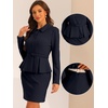 image:imageAllegra K Women Business Peplum Blazer Jacket Mini Pencil Skirt SetsNavy Blue