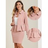 image:imageAllegra K Women Business Peplum Blazer Jacket Mini Pencil Skirt SetsPink
