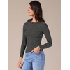 image:imageAllegra K Women Casual Stretchy Striped Long Sleeve Boat Neck Basic TopBlack