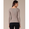 image:imageAllegra K Women Casual Stretchy Striped Long Sleeve Boat Neck Basic TopLight Brown