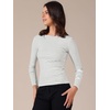 image:imageAllegra K Women Casual Stretchy Striped Long Sleeve Boat Neck Basic TopWhite