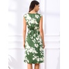 image:imageAllegra K Women Elegant Vintage Floral Cowl Neck Cap Sleeve DressDark Green