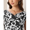 image:imageAllegra K Women Elegant Vintage Floral Cowl Neck Cap Sleeve DressWhite Black