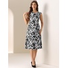 image:imageAllegra K Women Elegant Vintage Floral Cowl Neck Cap Sleeve DressWhite Black