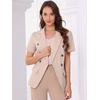 image:imageAllegra K Women Linen Double Breasted Short Sleeve Lapel BlazerLight Pink