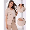 image:imageAllegra K Women Linen Double Breasted Short Sleeve Lapel BlazerLight Pink