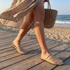 image:imageAllegra K Women Slip on Mesh Braided Hollow Out Flats SandalsGold
