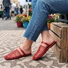 image:imageAllegra K Women Slip on Mesh Braided Hollow Out Flats SandalsRed