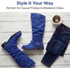 image:imageAllegra K Women Soft Cushioned NonSlip Flat No Heel Knee High BootsBlue
