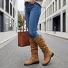 image:imageAllegra K Women Soft Cushioned NonSlip Flat No Heel Knee High BootsKhaki