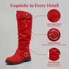 image:imageAllegra K Women Soft Cushioned NonSlip Flat No Heel Knee High BootsRed