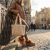 image:imageAllegra K Women Winter Faux Suede Laceup Flat Ankle Snow BootsBrown