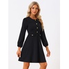 image:imageAllegra K Women Work Office Button Decor ALine Long Sleeve DressBlack