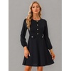 image:imageAllegra K Women Work Office Button Decor ALine Long Sleeve DressBlack