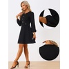 image:imageAllegra K Women Work Office Button Decor ALine Long Sleeve DressBlack